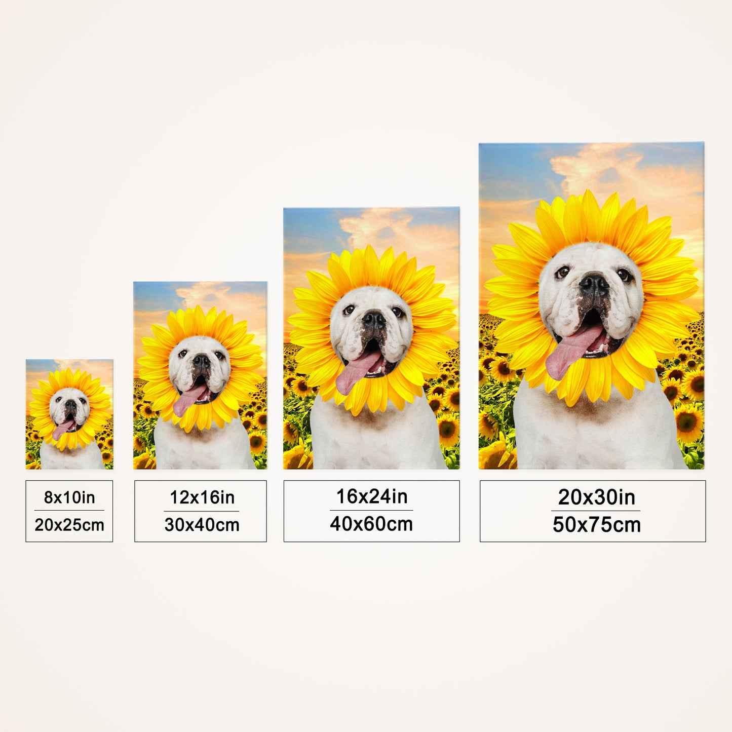 Sunflower Custom Pet Portraits Canvas with Dog Face - OARSE