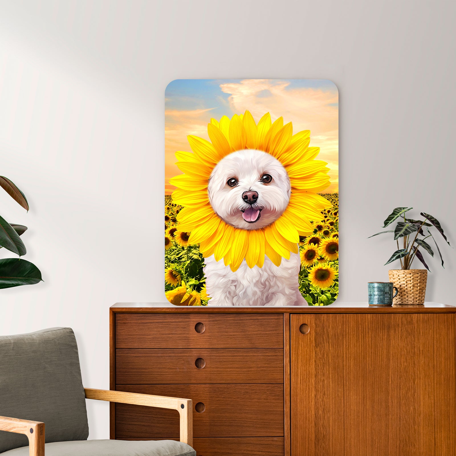Sunflower Custom Pet Portraits Canvas with Dog Face - OARSE