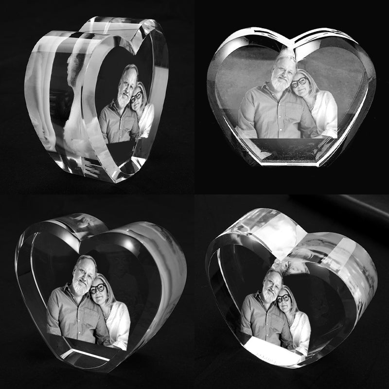 Custom Pet 3d Crystal Heart Personalized Crystal Picture Frames with Laser Photo Etched - OARSE