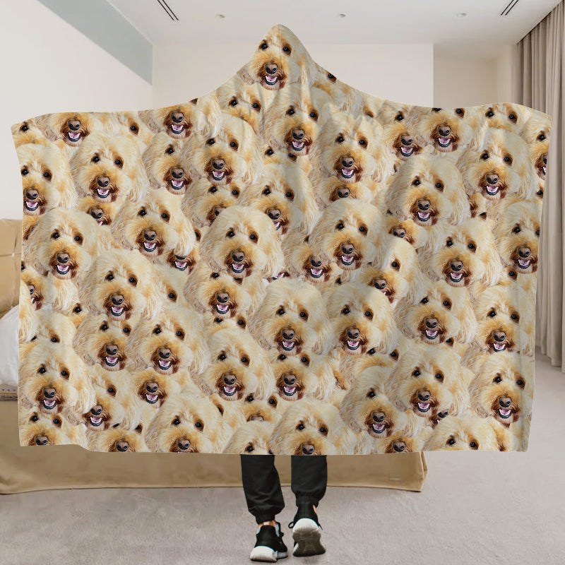 Custom Pet Muti-Face Huggle Hoodie Blanket Made From Pet Pictures for Adult - OARSE