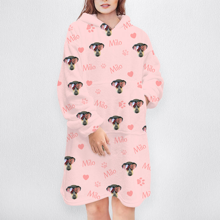 Custom Oversized Wearable Blanket Pajamas with Paw Print Personalized Dog Blanket Gift - OARSE