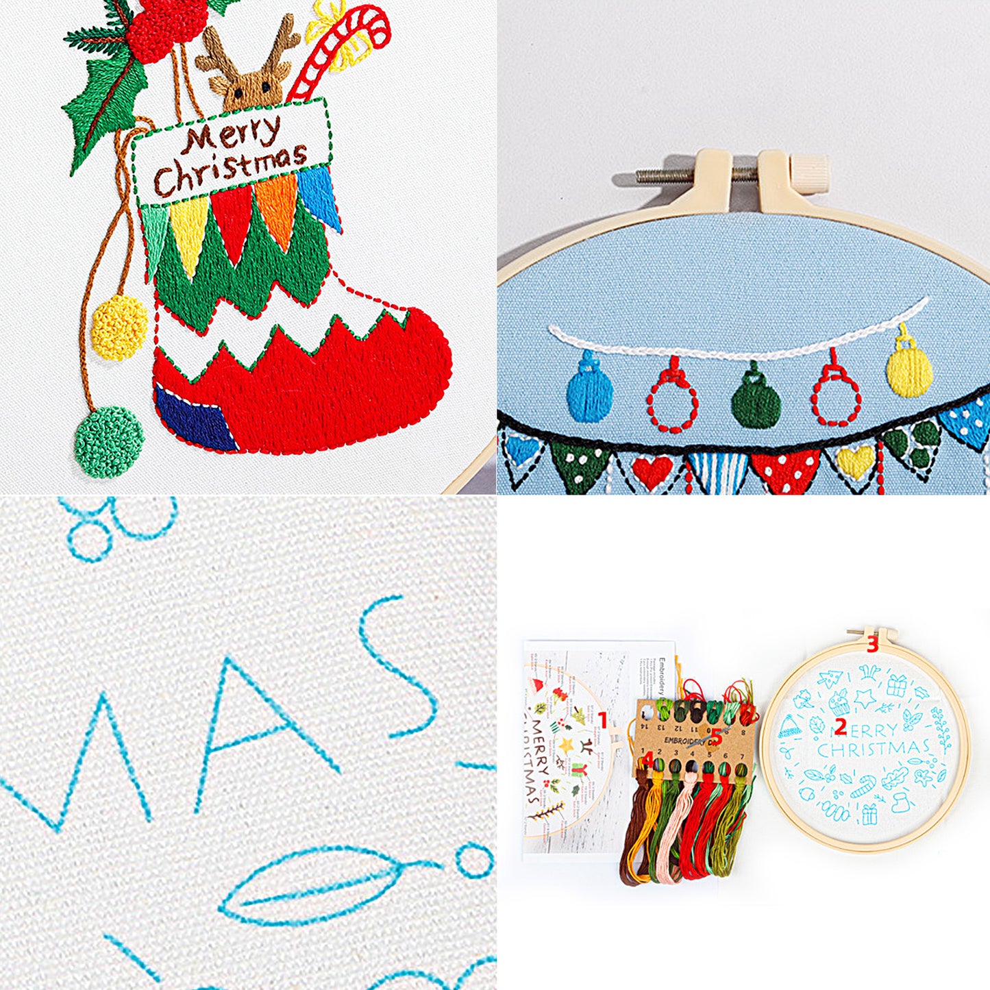 Stamped Christmas Embroidery Kits with Pattern Hand Diy Cross Stitch Kit - OARSE