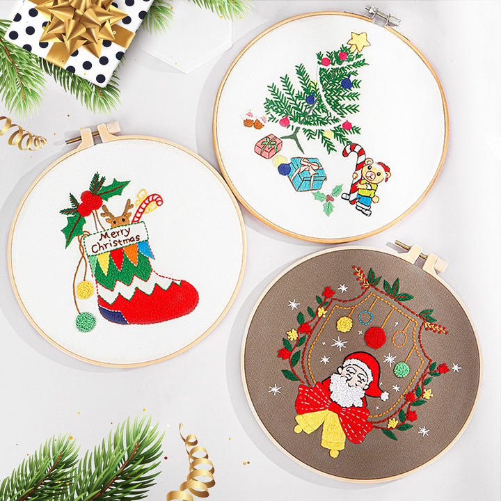 Stamped Christmas Embroidery Kits with Pattern Hand Diy Cross Stitch Kit - OARSE