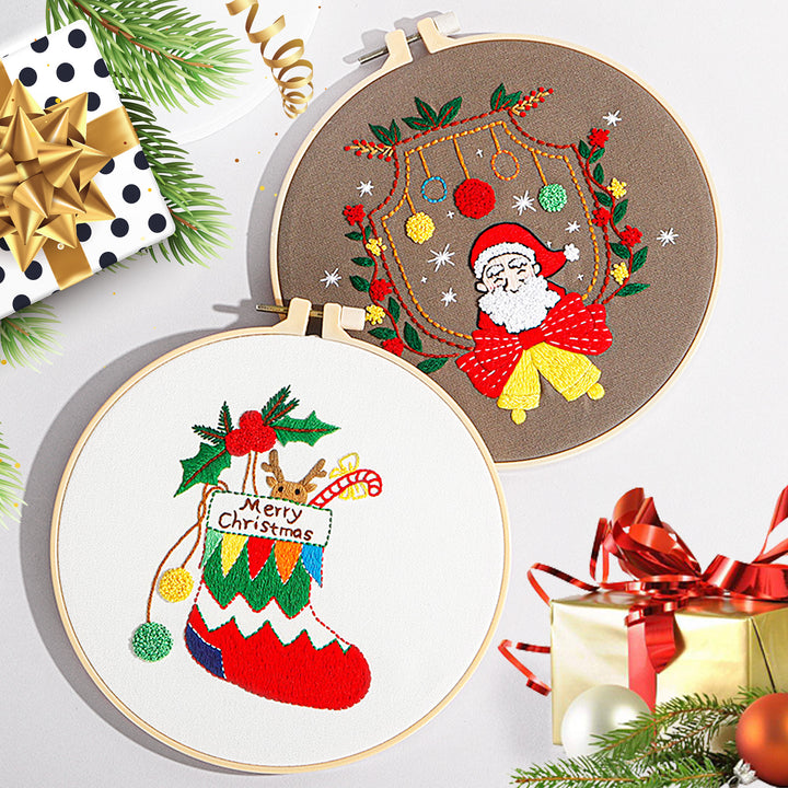 Stamped Christmas Embroidery Kits with Pattern Hand Diy Cross Stitch Kit - OARSE