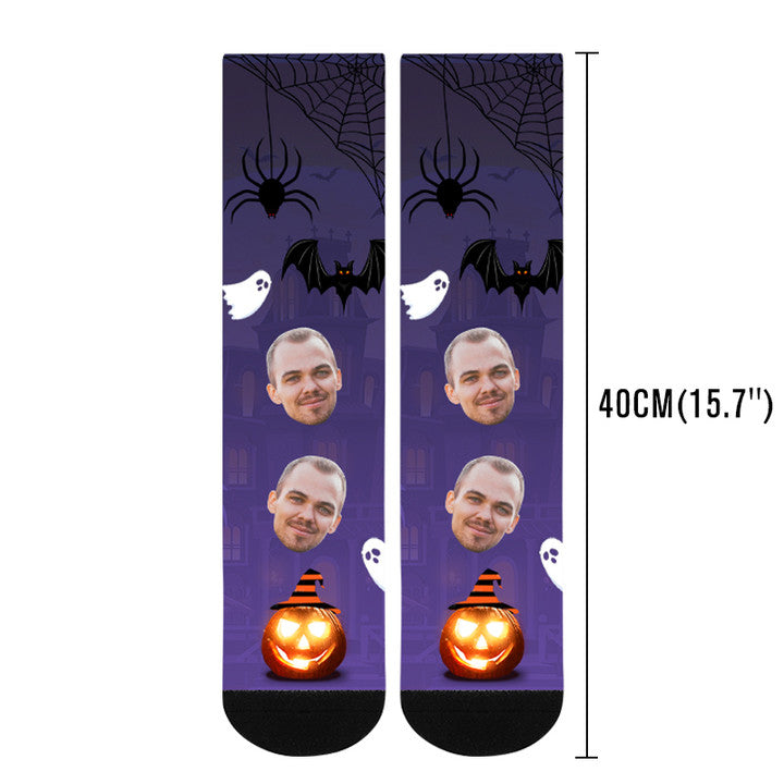 Custom Halloween Slipper Socks, Custom Trick Or Treat Face Socks for Her or Him - OARSE