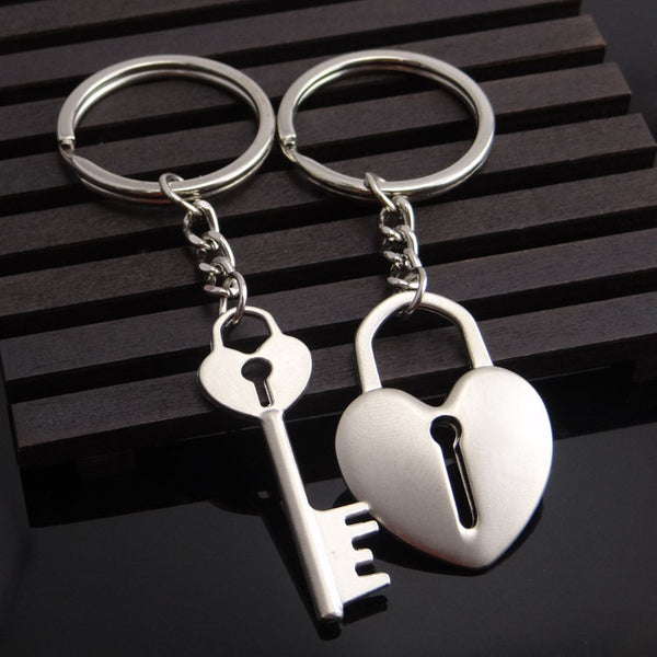 Love Heart Lock Keychain, Matching Keychains For Couples 2 Piece Keychain - Oarse