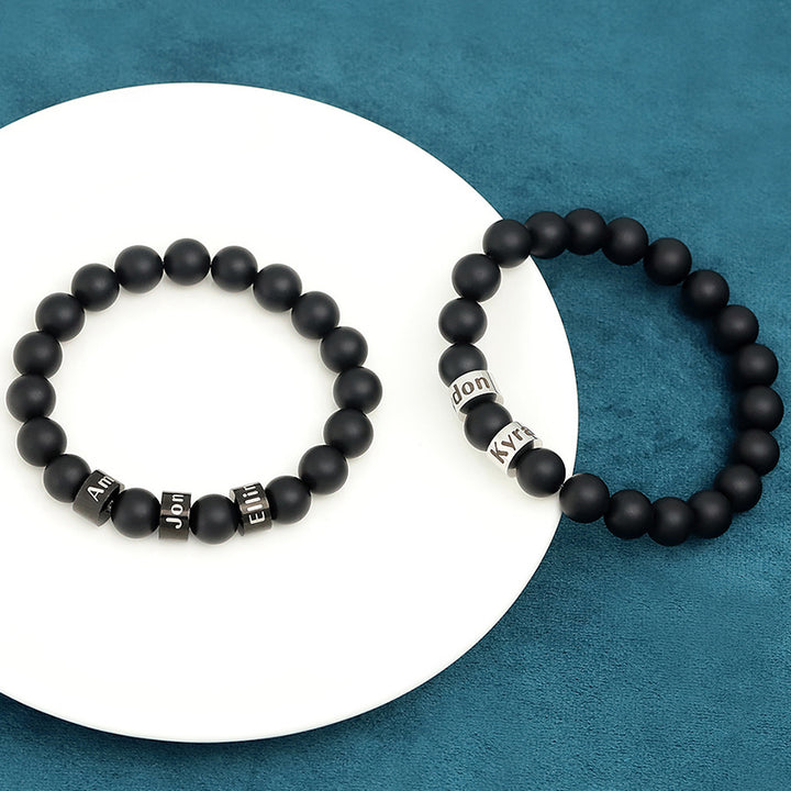 Obsidian Engraved Matching Bracelets For Boyfriend And Girlfriend - Oarse