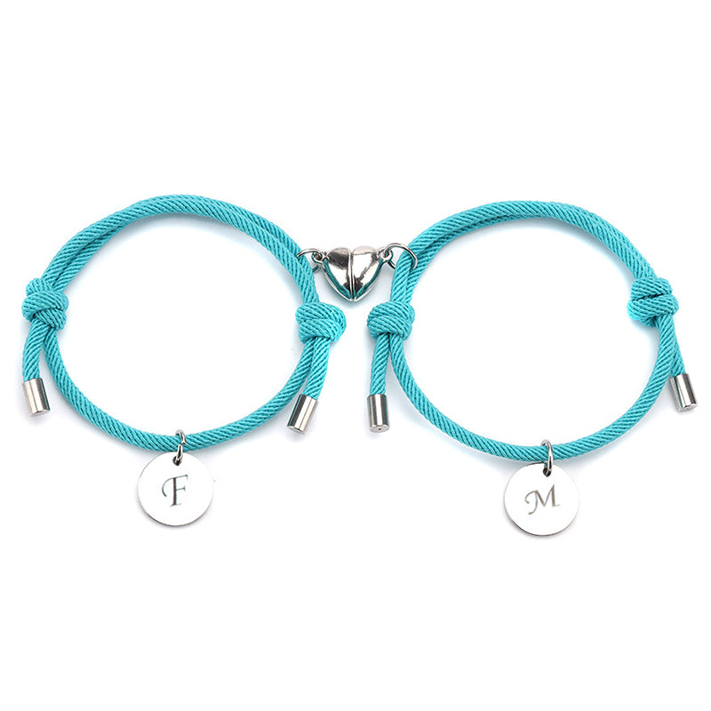 Personalized Couple Magnetic Bracelet With Initials, Package Two Bracelets - Oarse