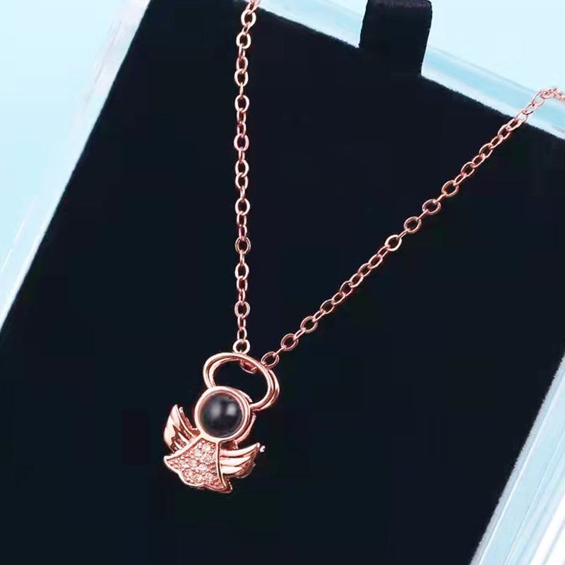 Guardian Angel Photo Projection Necklace, Custom Projection Necklace - Oarse