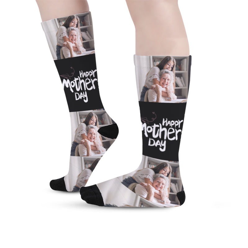 Custom Happy Mother's Day Photo Socks - Oarse