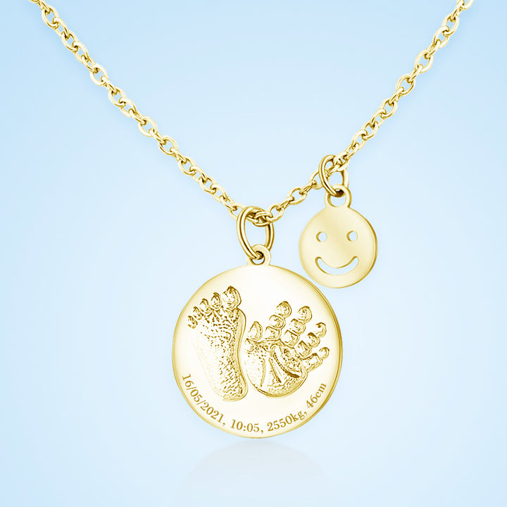 Baby Birth Card Name Engraved Necklace, Smile Personalized Memorial Jewelry - Oarse