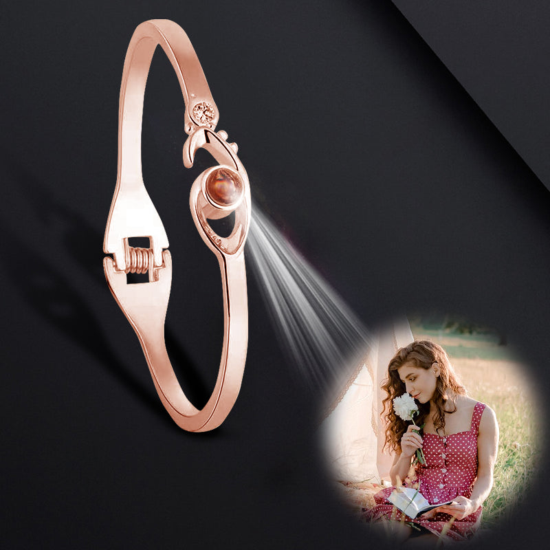 Personalized Eye Bangle Bracelet Photo Projection Bracelet - Oarse