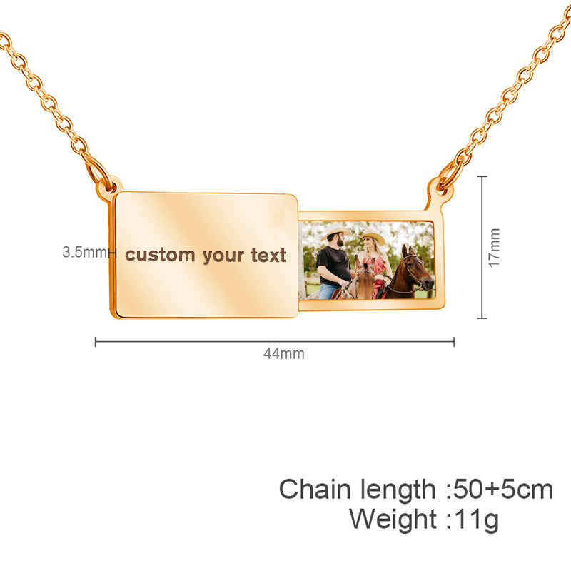 Personalized Envelope Necklace With Photo, Sliding Locket Necklace For Anniversary - Oarse