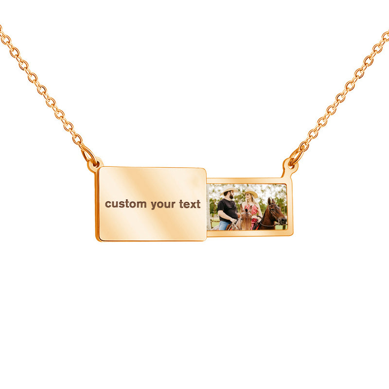 Personalized Envelope Necklace With Photo, Sliding Locket Necklace For Anniversary - Oarse