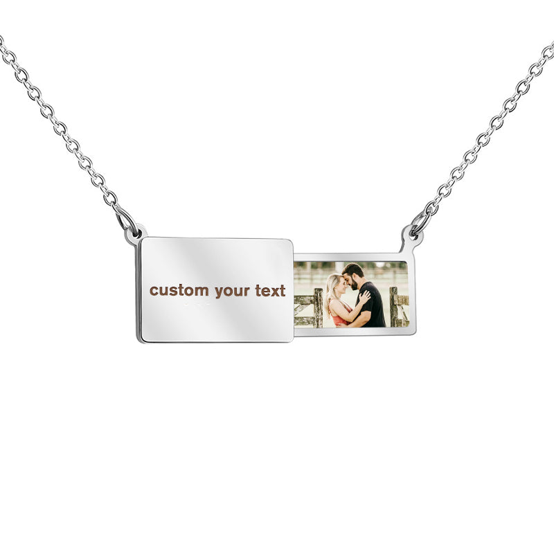 Personalized Envelope Necklace With Photo, Sliding Locket Necklace For Anniversary - Oarse