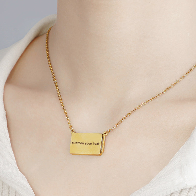 Personalized Envelope Necklace With Photo, Sliding Locket Necklace For Anniversary - Oarse