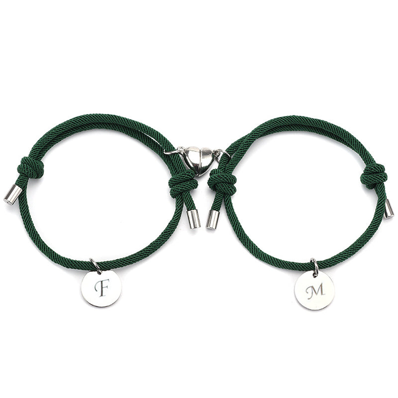 Personalized Couple Magnetic Bracelet With Initials, Package Two Bracelets - Oarse