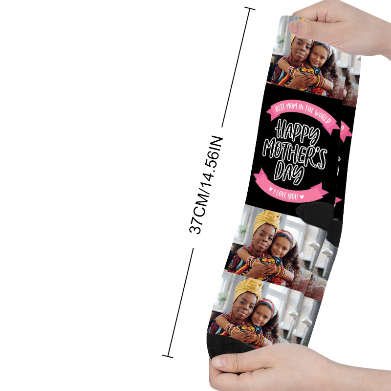 Custom Happy Mother's Day Photo Socks - Oarse