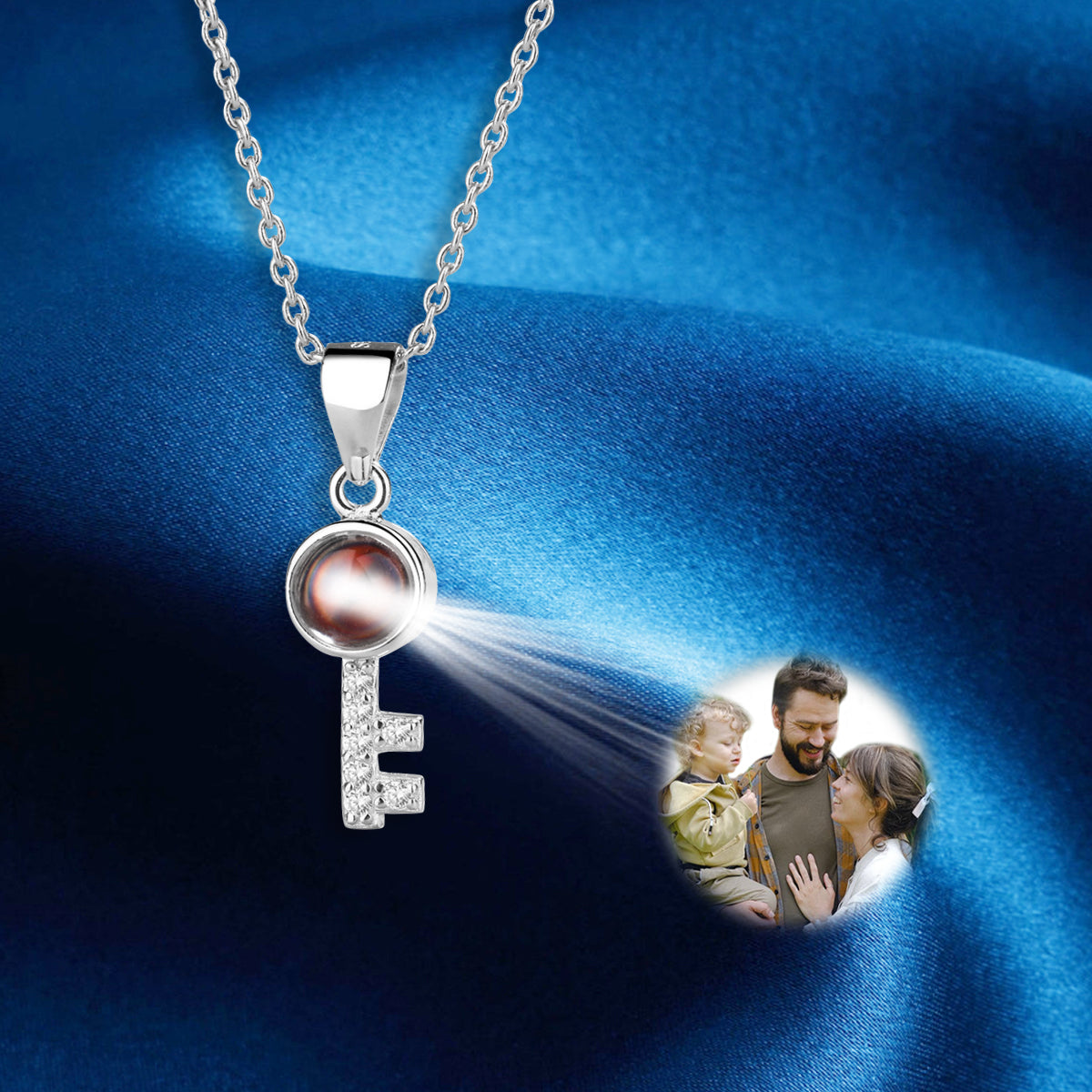 Custom Key Necklace With Projection Picture Inside - Oarse