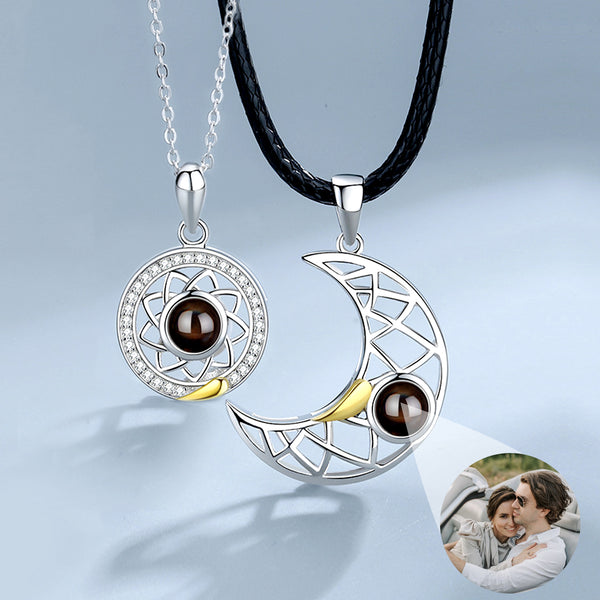 Sun and Moon Two S925 Projection Necklaces Custom Couple Necklaces - Package Two - Oarse
