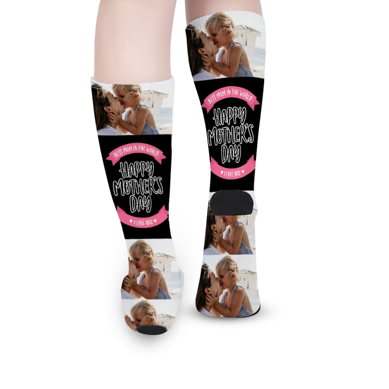 Custom Happy Mother's Day Photo Socks - Oarse