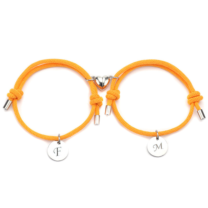 Personalized Couple Magnetic Bracelet With Initials, Package Two Bracelets - Oarse