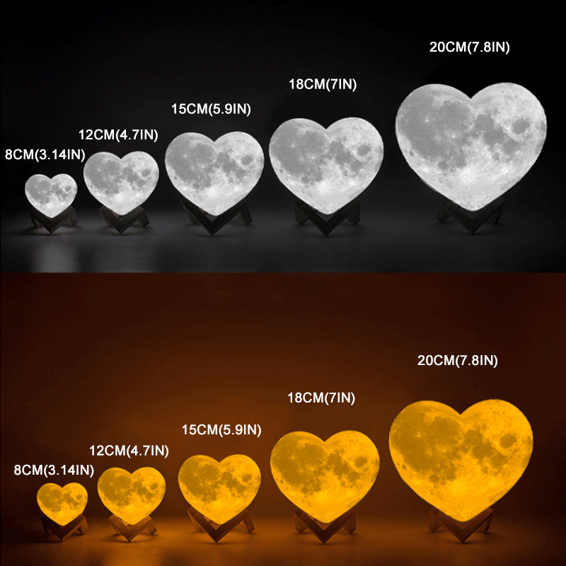 Customized Pet Photo Heart Shaped Moon Lamp - Oarse