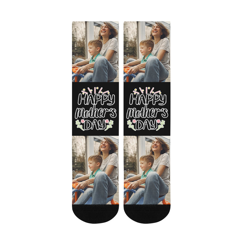 Custom Happy Mother's Day Photo Socks - Oarse