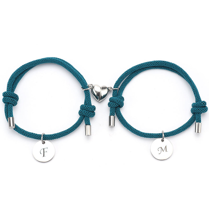 Personalized Couple Magnetic Bracelet With Initials, Package Two Bracelets - Oarse