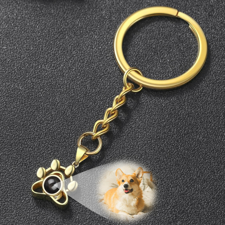 Custom Projection Keychain with Pet Photo Personalized Paw Print Keychain for Pet Lovers - OARSE