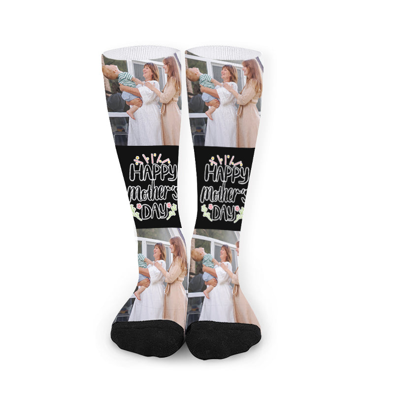 Custom Happy Mother's Day Photo Socks - Oarse