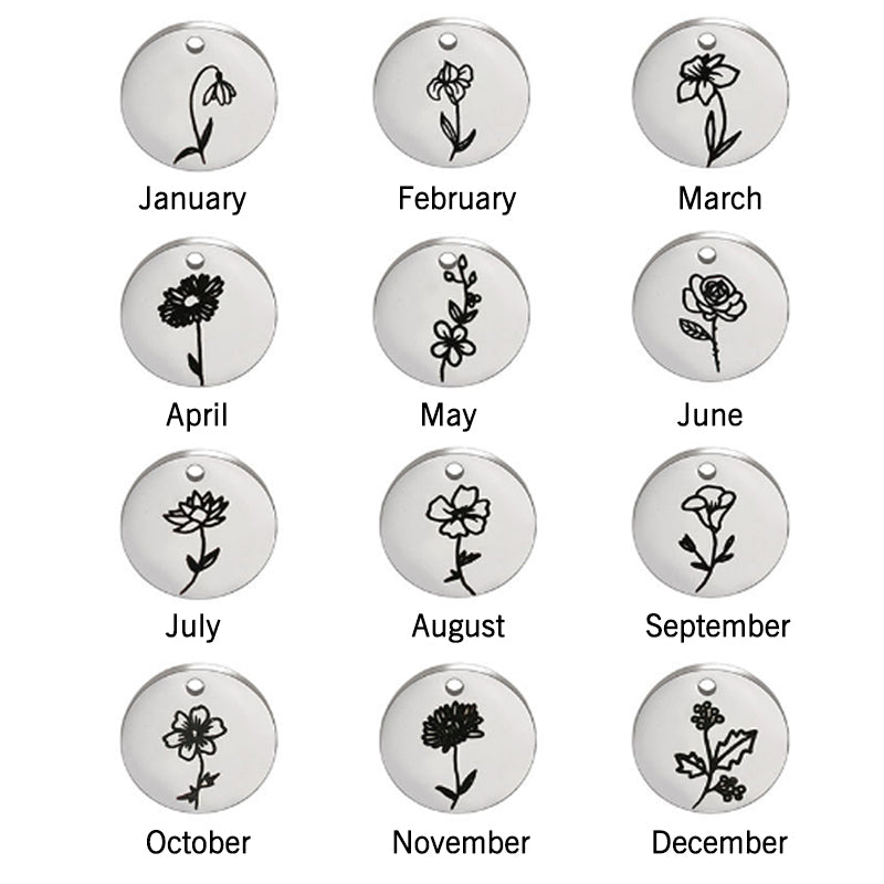 Projection Necklace Photo,Disc Necklace Birthday Flower Custom Made Necklace - Oarse