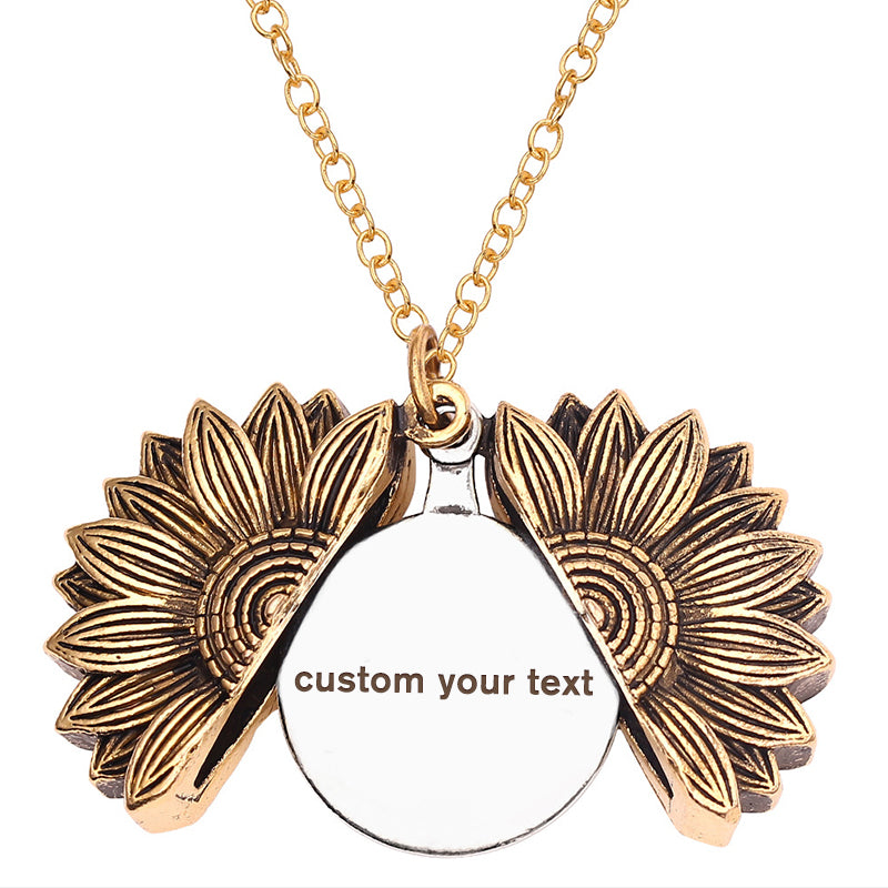 Custom Sunflower Necklace, Sunshine Locket Necklace - Oarse
