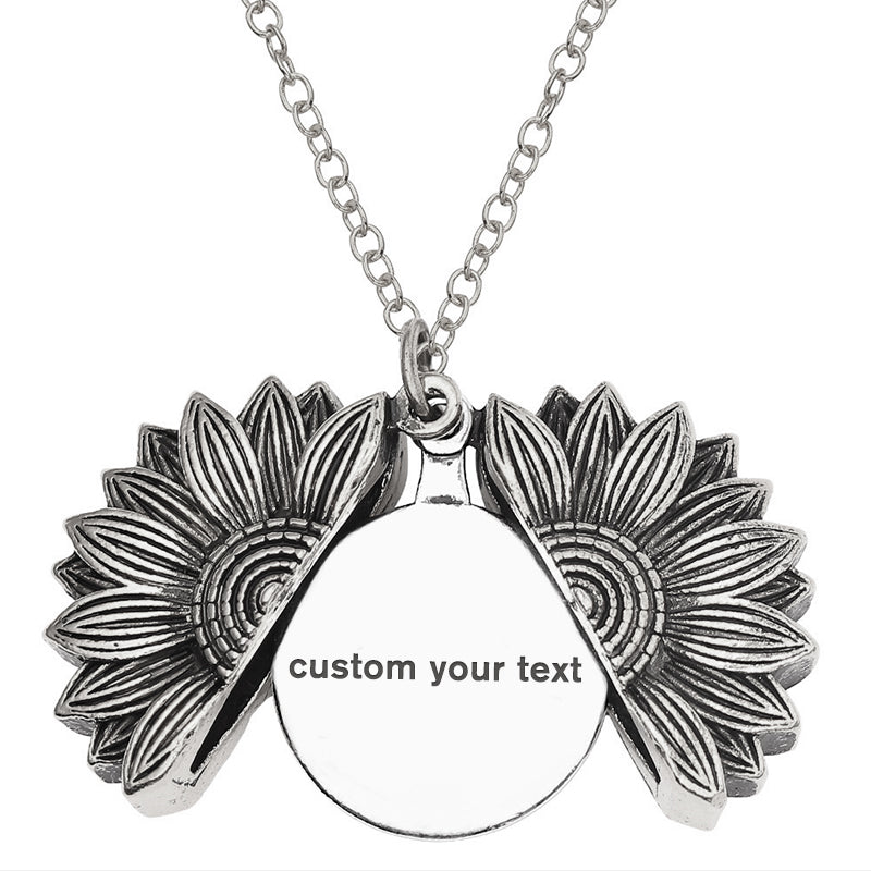 Custom Sunflower Necklace, Sunshine Locket Necklace - Oarse