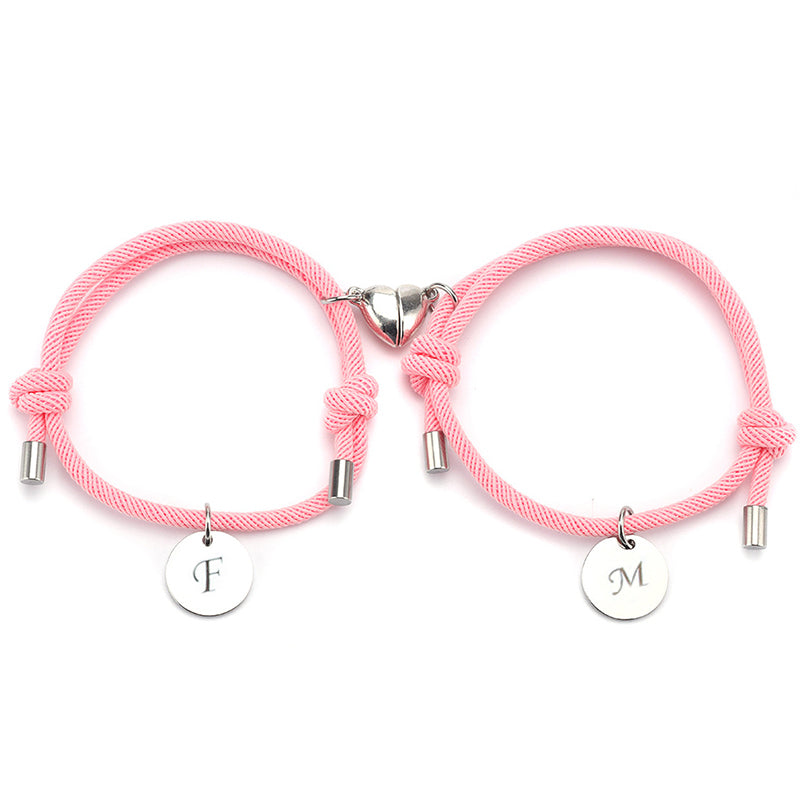 Personalized Couple Magnetic Bracelet With Initials, Package Two Bracelets - Oarse