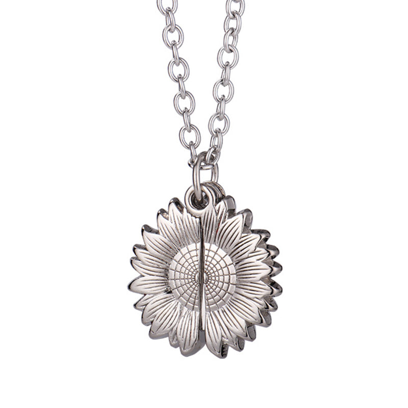 Sunflower Photo Locket Sliding Locket Necklace - Oarse