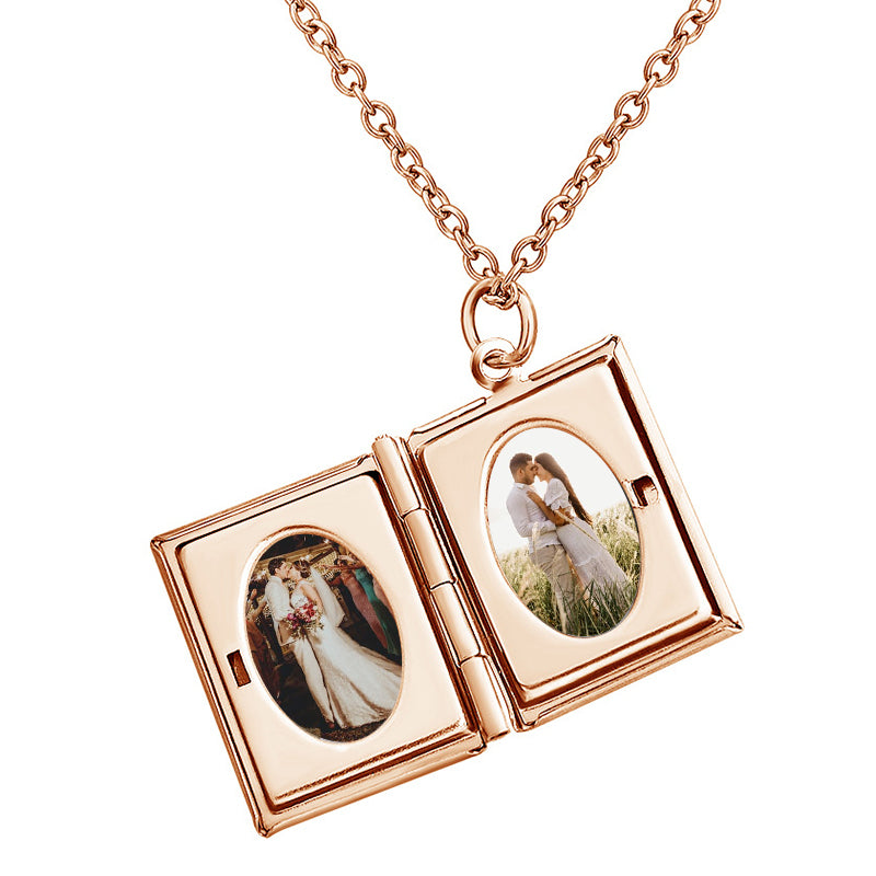 Book Locket Necklace Personalised Photo Locket Necklace - Oarse