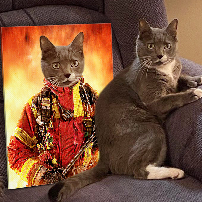 Personalized Pet Firefighter Canvas - Oarse