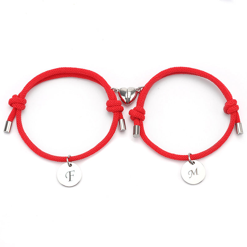 Personalized Couple Magnetic Bracelet With Initials, Package Two Bracelets - Oarse