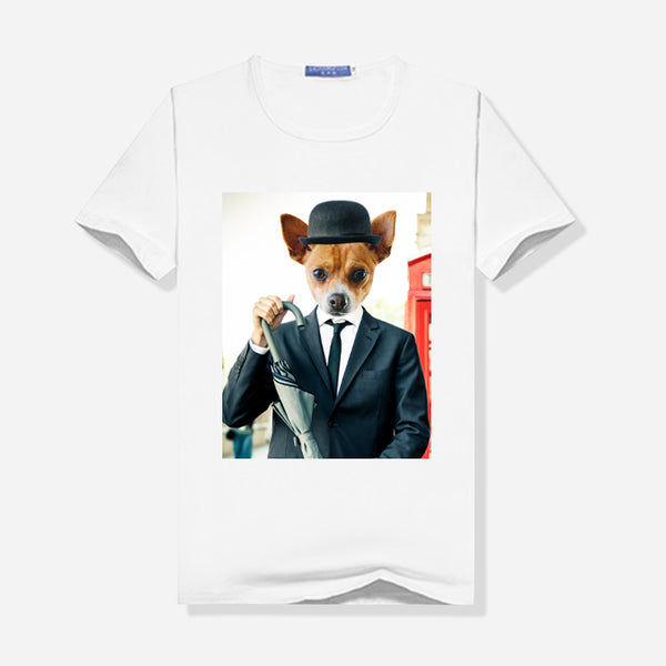 British Gentleman Custom Pet Image Women T Shirt - Oarse