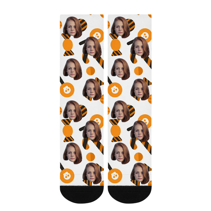 Custom Halloween Slipper Socks, Custom Trick Or Treat Face Socks for Her or Him - Oarse