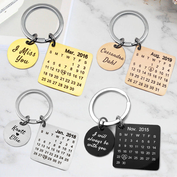 Diy Calendar Engraved Keychains, Personalized Keychains Near Me - Oarse