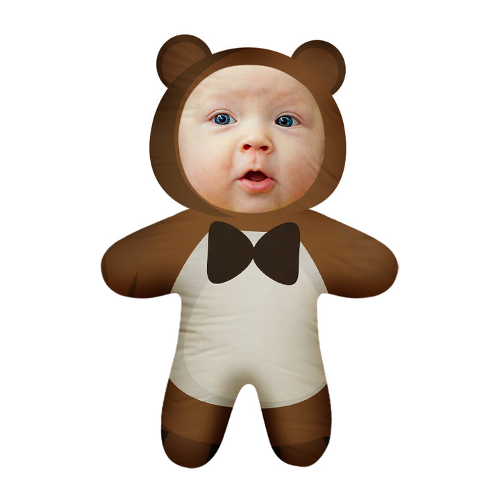Mini Teddy Bear Face Photo Doll, Personalized Mini Me Teddy Bear Doll, Put Your Face on a Teddy Bear Doll - Oarse