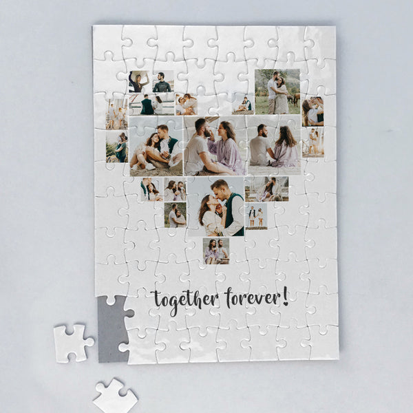 Custom Wooden Puzzles Heart Multi Photo Jigsaw Puzzle For Couple Family Photo Puzzle - Oarse