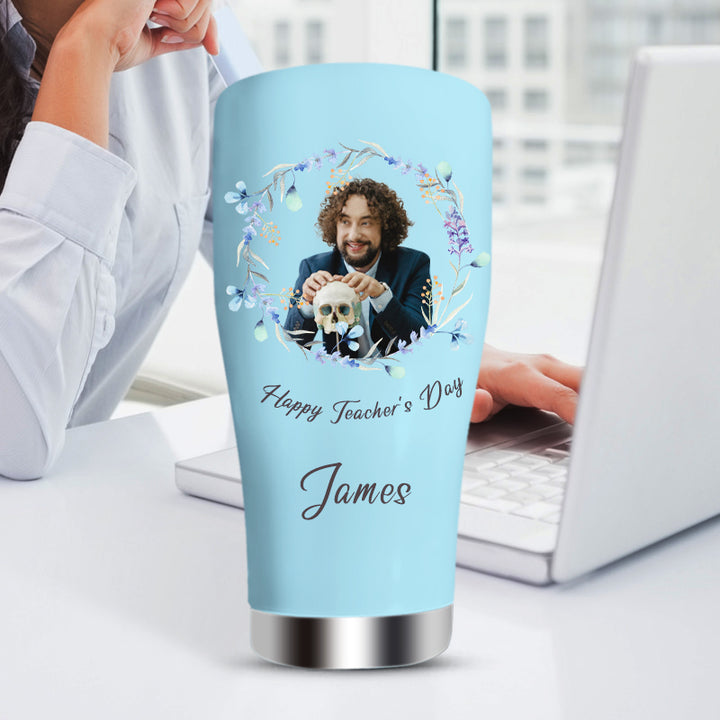 Stainless Steel Floral Wreath Lettering Custom Tumblers with Pictures 30oz for Teacher - Oarse