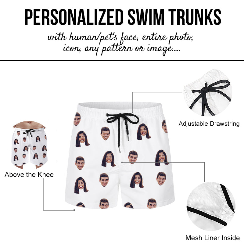 Personalized Swim Trunks, Custom Swim Trunks With Face - Oarse