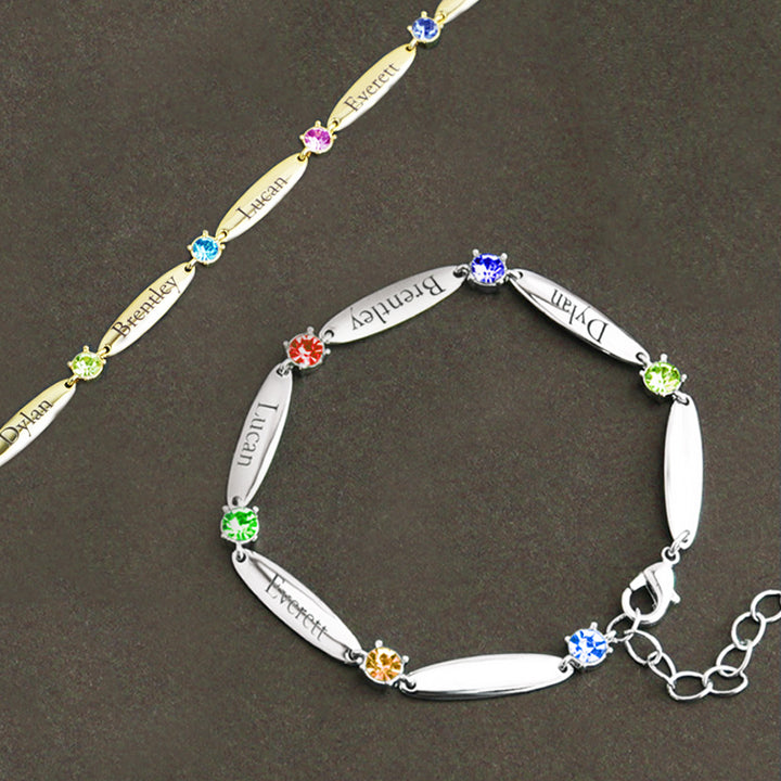 Birthstone Personalized Name Bracelets, Bracelets With Names On Them - Oarse