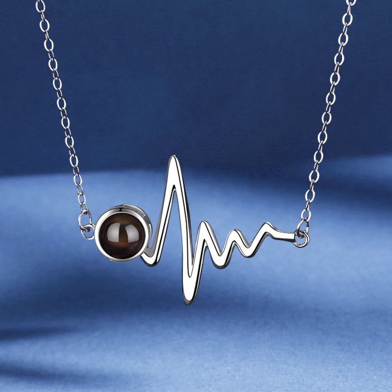 Custom Heartbeat Necklace EKG Photo Projection Jewelry - Oarse