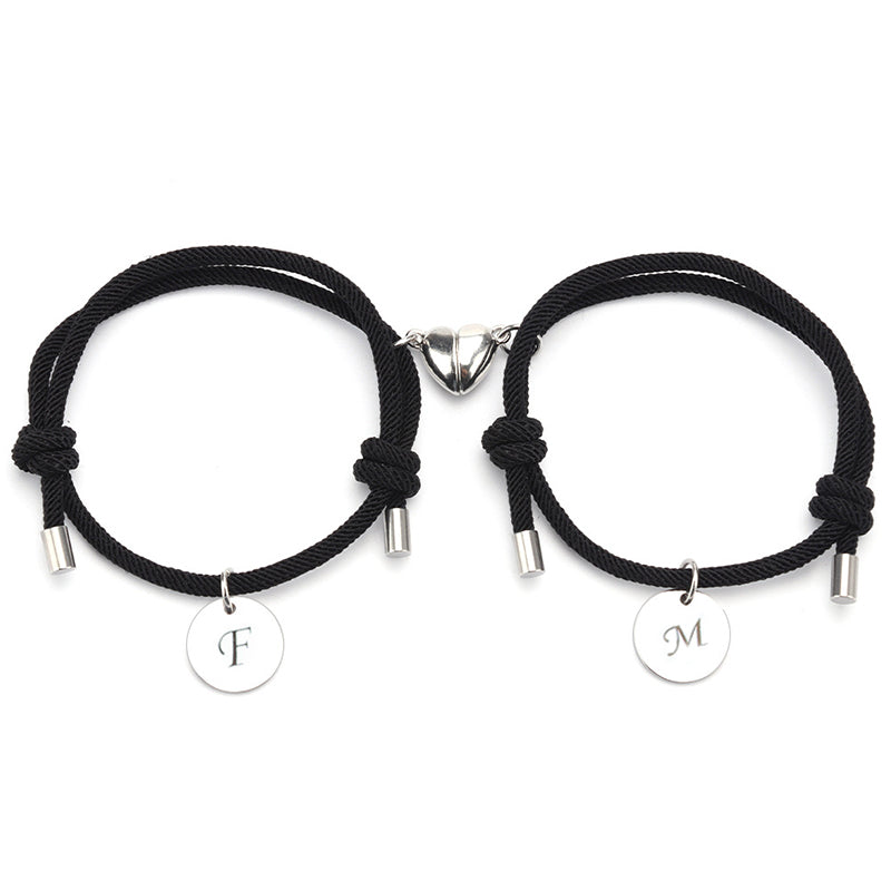 Personalized Couple Magnetic Bracelet With Initials, Package Two Bracelets - Oarse