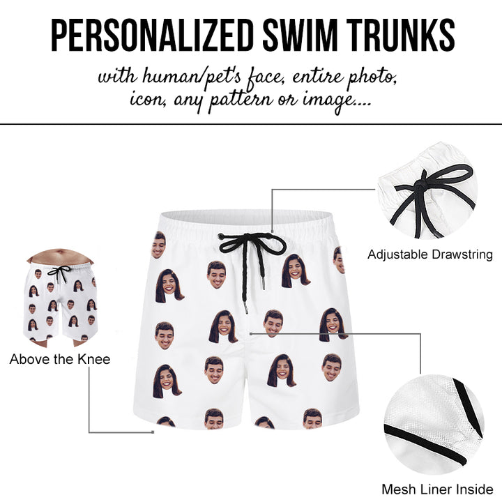 Mens Custom Swim Shorts, Swim Trunks With Face On Them - Oarse